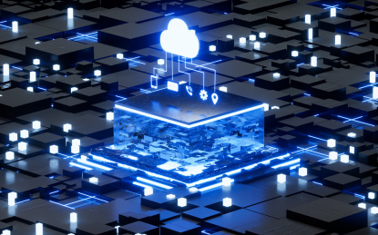 云计算与电子科技背景3D渲染