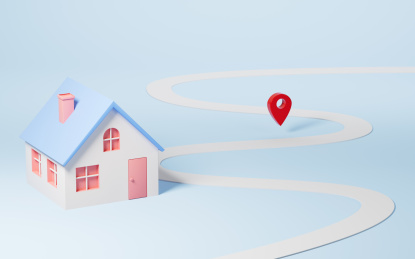 卡通房产与路线定位3D渲染