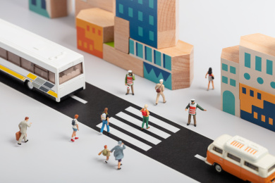 微缩创意糖果色城市与道路交通