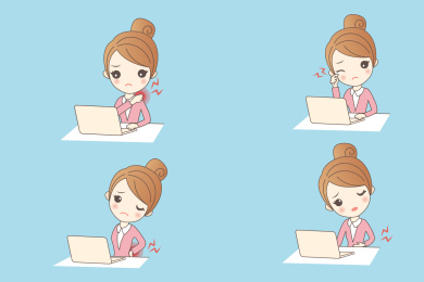 卡通风职业女性工作 腰酸背痛插图素材