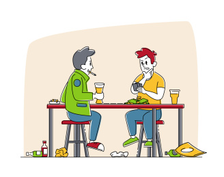 两个男人边抽烟 边赌博喝酒插图