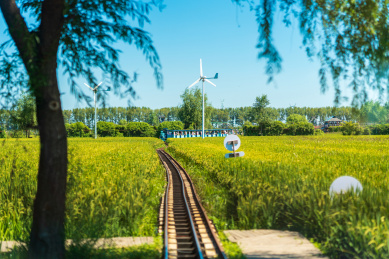 中国辽宁沈阳沈北新区稻梦空间景区的稻田