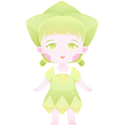 穿绿色衣服的榴莲形象的女孩