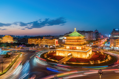 西安钟鼓楼夜景风光