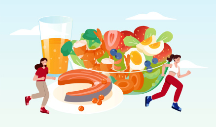 均衡饮食健康膳食插画海报