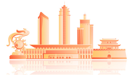 荆州城市天际线金融插画