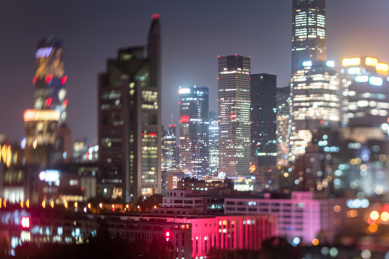移轴镜头中的北京国贸夜景