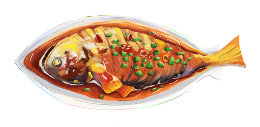 中国传统美食徽菜包公鱼