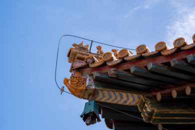 北京雍和宫古建筑飞檐蹲兽