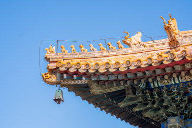 北京雍和宫古建筑飞檐蹲兽