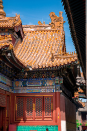北京雍和宫古建筑飞檐蹲兽