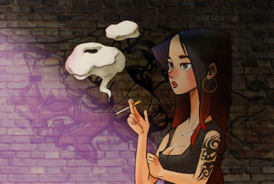 吸烟少女 少女 纹身
