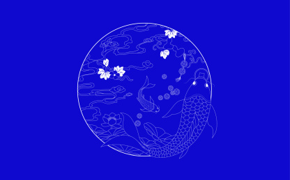 传统吉祥图案以及游动的锦鲤
