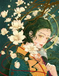 复古风栀子花美女