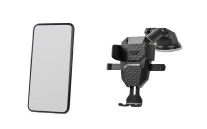 纯白背景中一款吸力超强的多功能手机支架