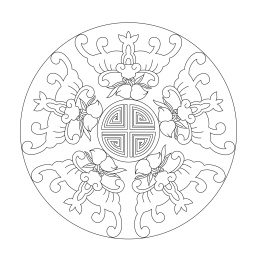 中国传统纹样五福贺寿花纹