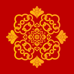 红底金色中国传统纹样吉祥花纹