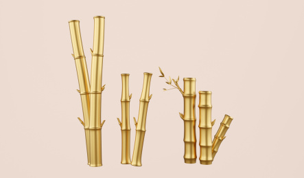 3d富贵金色步步高升竹子
