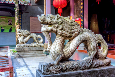 中国广西柳州龙潭公园雷塘庙龙型雕塑