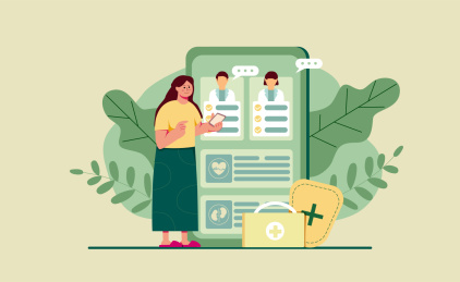 线上预约看病医疗健康人物插画