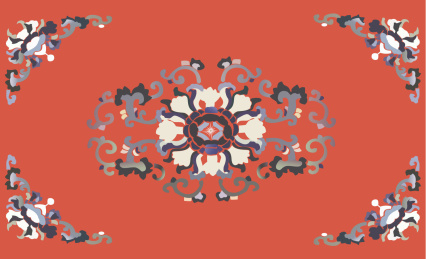 站酷纹样之三蓝绣缠枝纹