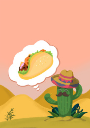 创意仙人掌美食海报