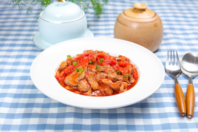 酸甜爽口家常菜番茄烧里脊肉片