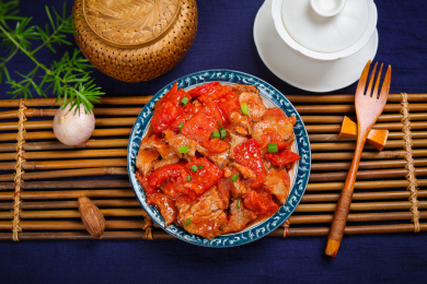 酸甜爽口家常菜番茄烧里脊肉片
