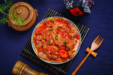 酸甜爽口家常菜番茄烧里脊肉片