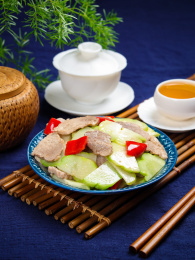 美味家常菜小炒佛手瓜肉片