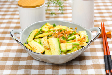 快餐外卖菜肴美食虾米炒西葫芦