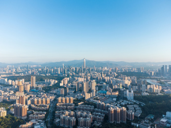 中国广东深圳福田居住区航拍风光