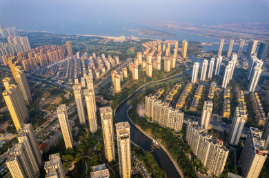 辽宁营口鲅鱼圈城市建筑街道航拍