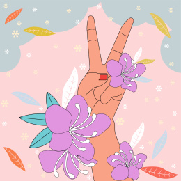 矢量手势与花卉之花语一杜鹃花