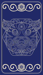 十二生肖猪中国风传统纹样金色线描矢量插画