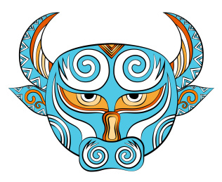 十二生肖牛潮流中国风纹样印花图案矢量插画