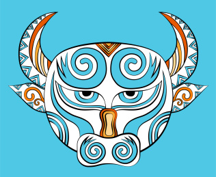 十二生肖牛简约中国风潮流装饰纹样矢量插画