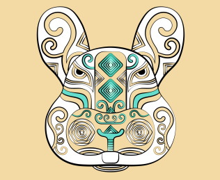 十二生肖兔简约中国风潮流装饰纹样矢量插画