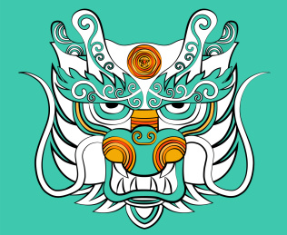 十二生肖龙简约中国风潮流装饰纹样矢量插画