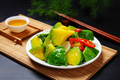 家常菜肴美食生炒小麦瓜姜柄瓜