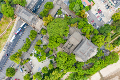 航拍中国湖北武汉晴川阁景区铁门关
