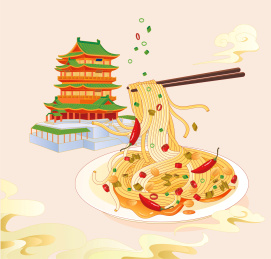 南昌拌粉矢量分层插画