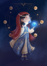 占卜师人物插画