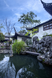 苏州古典园林留园园林水榭