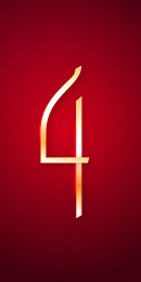 红色典雅背景金色线条数字4质感创意海报