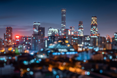 北京国贸日出夜景
