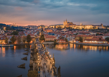 捷克布拉格查理大桥日落