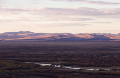 内蒙古呼伦贝尔黑山头落日
