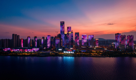 中国湖南长沙湘江城市夜景