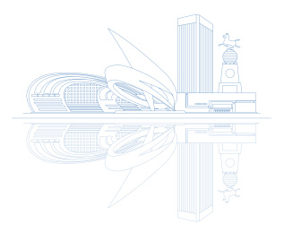 德州城市标志建筑线条插画